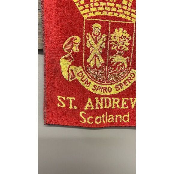 Vintage St. Andrews Scotland Red The Old Course Golf Towel Red Yellow 17"x14” - Picture 7 of 10